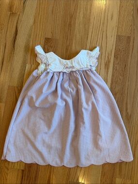 Personalized “Emma” Purple & White Ruffle Sleeve Kids Dress